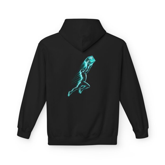 Big Game DATA WiFi Glow Softstyle Hoodie in black, glowing running back hoodie with back print