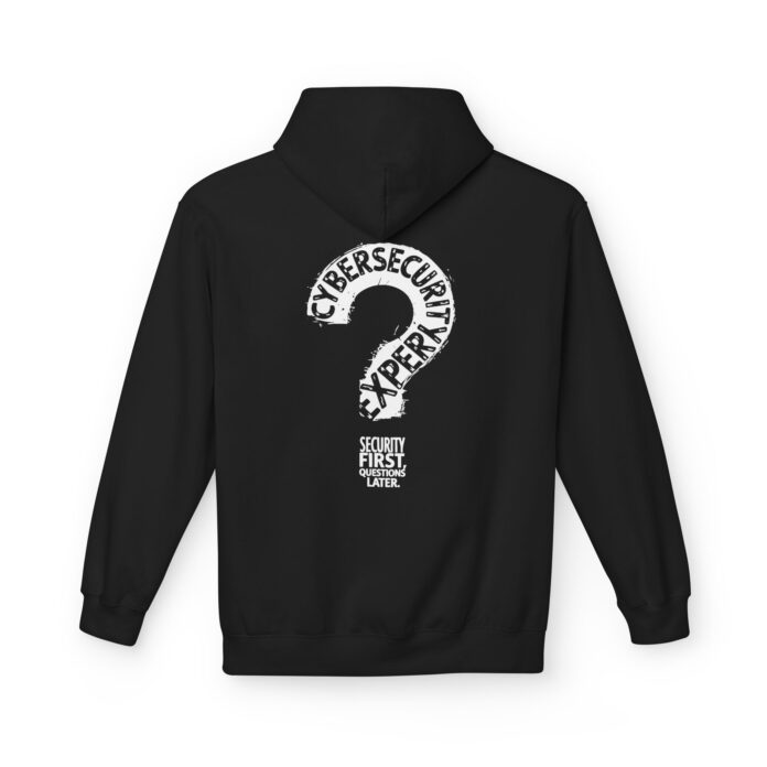 Cybersecurity Expert - Security First in black, cybersecurity expert hoodie with back print