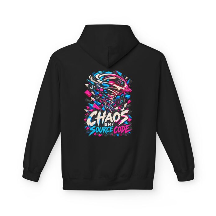 Chaos Source Code Cyberpunk Softstyle Hoodie in black, chaos skull hoodie with back print
