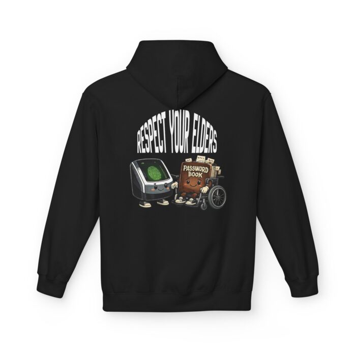 Password Book - Respect Your Elders Security Softstyle Hoodie in black, password book hoodie with back print