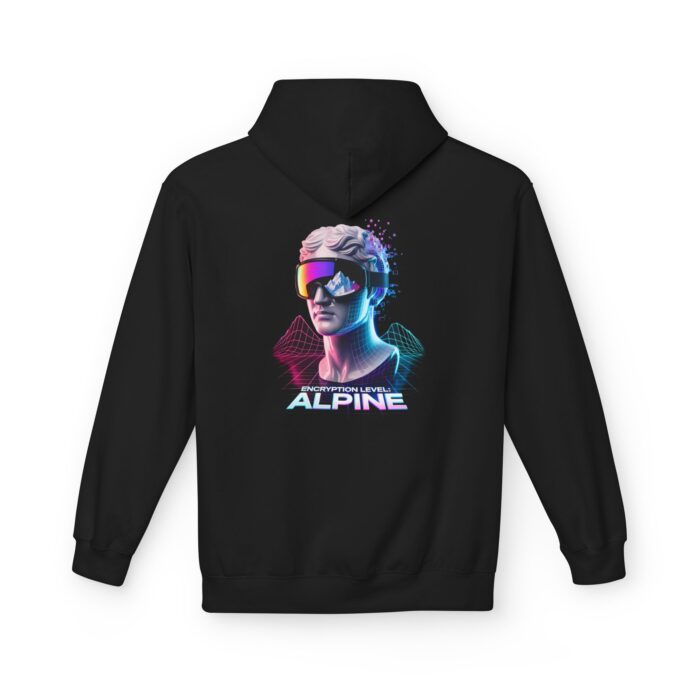 Encryption Level ALPINE Softstyle Hoodie in black, alpine hoodie with back print
