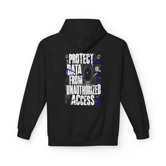 Unauthorized Access Softstyle Hoodie in black, data protection hoodie with back print