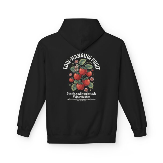 Low-Hanging Fruit - Apples - Softstyle Hoodie in black, apple infosec hoodie with back print