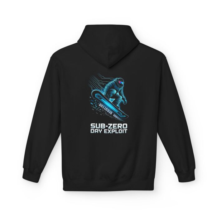 Sub-Zero Day Exploit Softstyle Hoodie in black, sub-zero day hoodie with back print