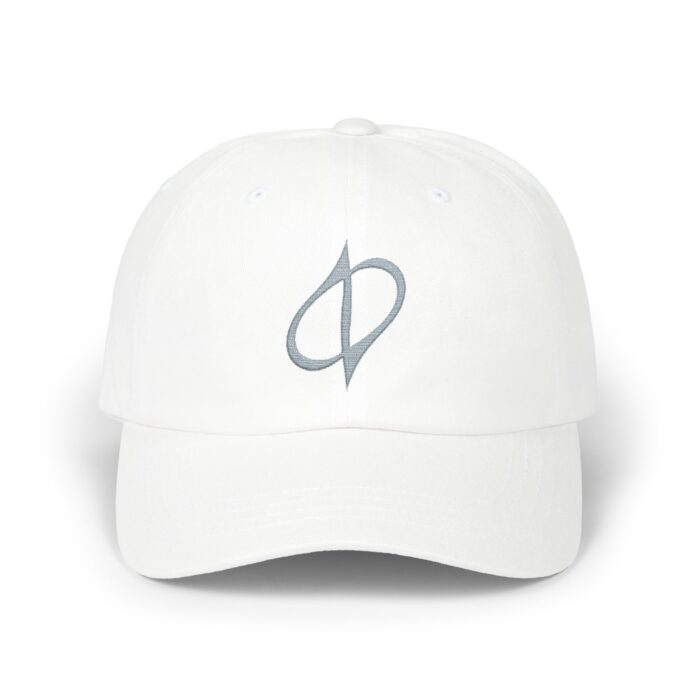 The Choppiz - D Cap in white, front view of the THE CHOPPIZ - D embroidery