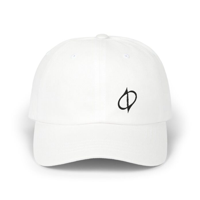 The Choppiz - S Cap in white, front view of the THE CHOPPIZ - S embroidery