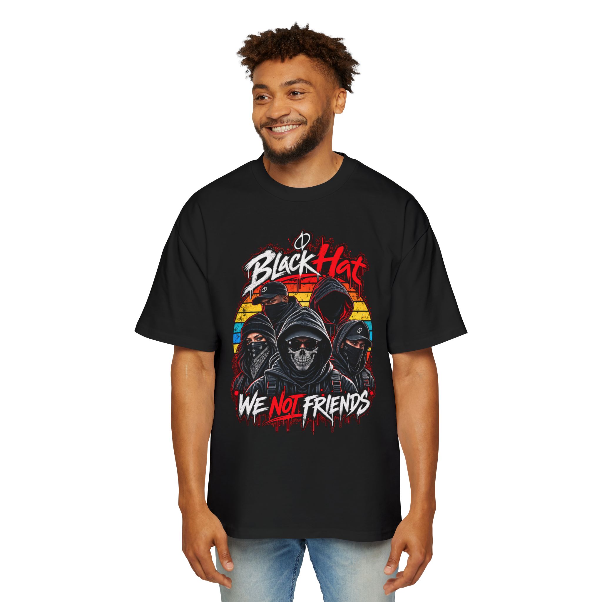 Black Hat - We Not Friends Oversized Tee - Image 2