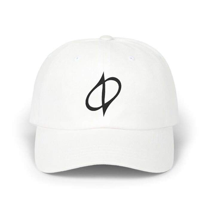 The Choppiz - B Cap in white, front view of the THE CHOPPIZ - B embroidery
