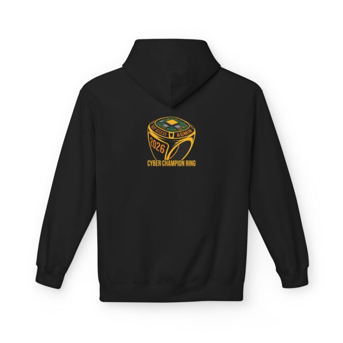 Cyber Champion Ring Softstyle Hoodie in black, championship ring hoodie with back print