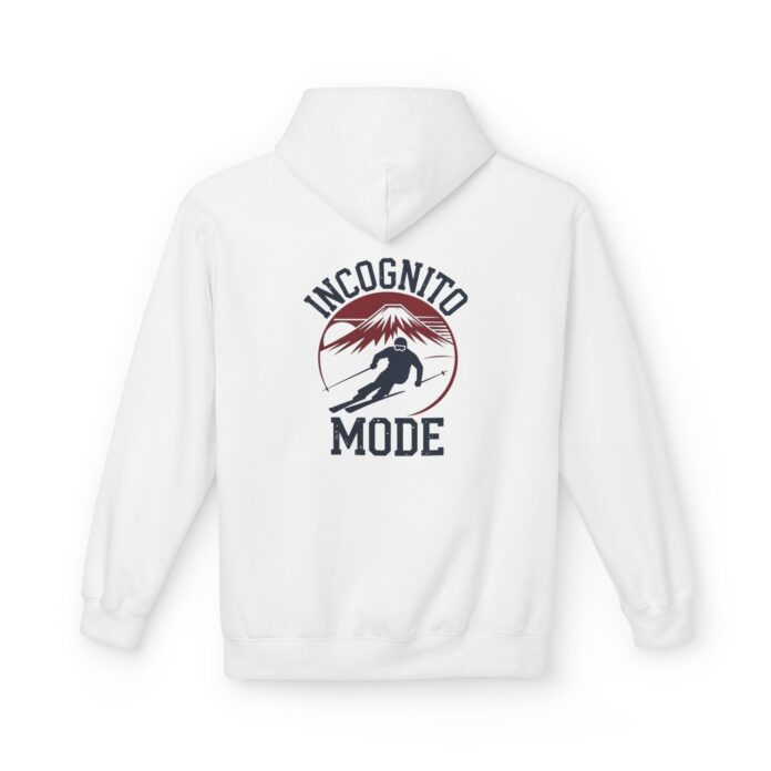 Incognito Mode Cyber Softstyle Hoodie in white, incognito mode hoodie with back print