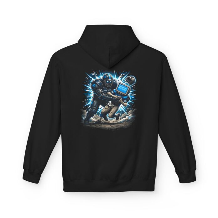 Error 404 Gridiron Tackle Cyber Softstyle Hoodie in black, gridiron tackle hoodie with back print