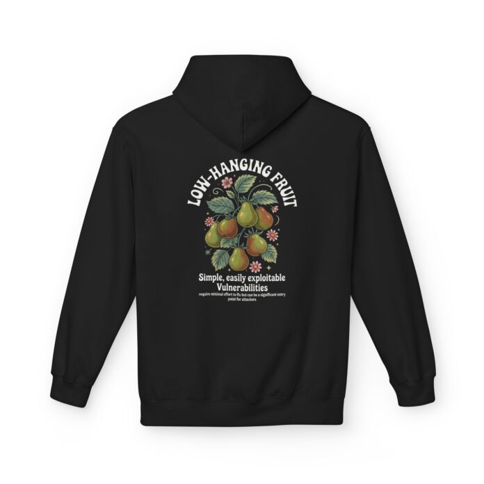 Low-Hanging Fruit - Pears - Softstyle Hoodie in black, pear infosec hoodie with back print
