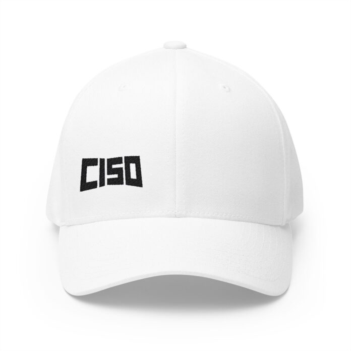 CISO Embroidered Cap in white, front view of the CISO EMBROIDERED embroidery