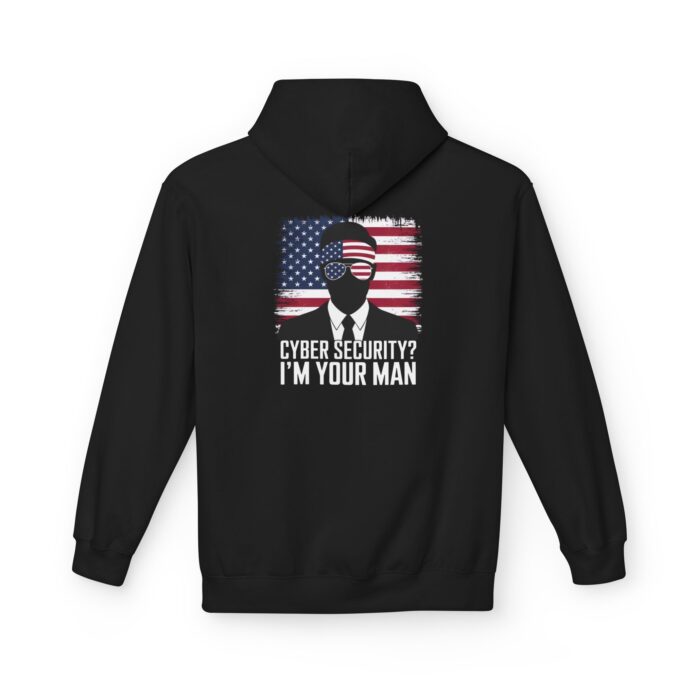 Cyber Security I'M Your Man Softstyle Hoodie in black, cyber security man hoodie with back print