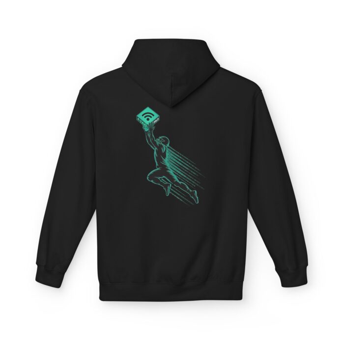 Gridiron Data Catch Hacker Softstyle Hoodie in black, data catch hoodie with back print