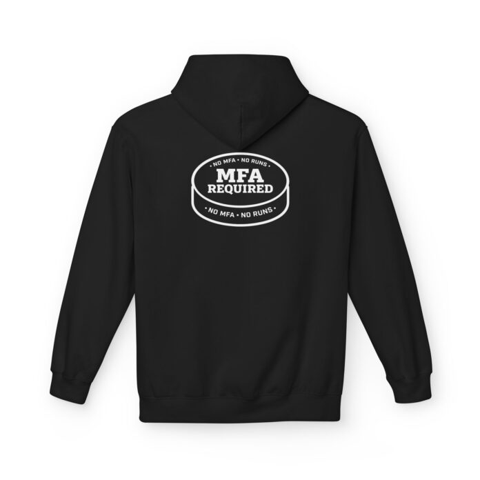 MFA Required Softstyle Hoodie in black, no MFA no runs hoodie with back print