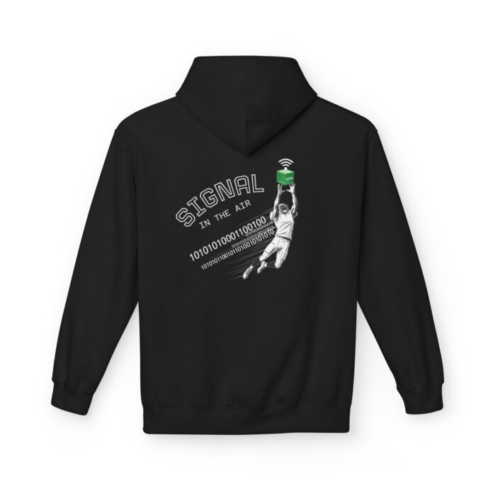Signal In The Air Gridiron Cyber Softstyle Hoodie in black, signal in the air hoodie with back print