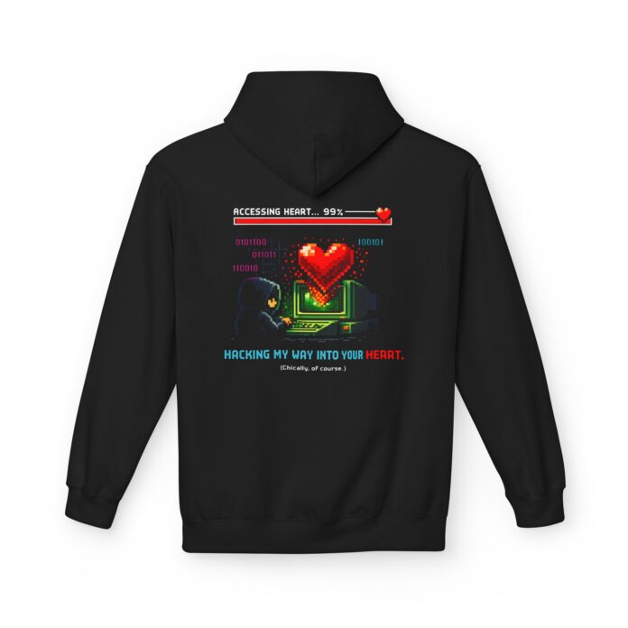 Hacking My Way Into Your Heart Softstyle Hoodie in black, hacker love hoodie with back print
