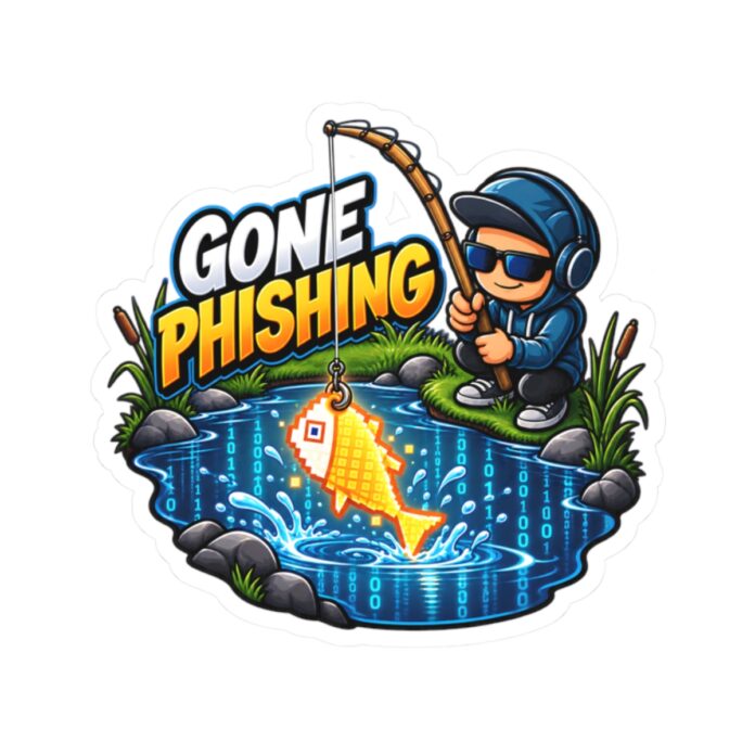 Gone Phishing Sticker Pixelated Fish